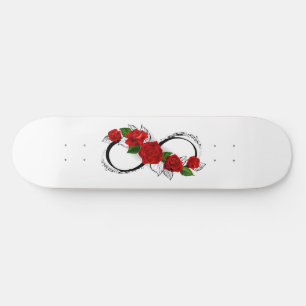 Infinity Symbol with Red Roses Skateboard