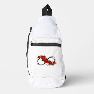 Infinity Symbol with Red Roses Sling Bag