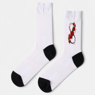 Infinity Symbol with Red Roses Socks