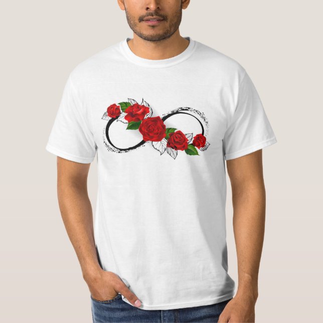 Infinity Symbol with Red Roses T-Shirt (Front)