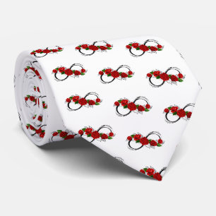 Infinity Symbol with Red Roses Tie