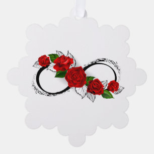 Infinity Symbol with Red Roses Tree Decoration Card