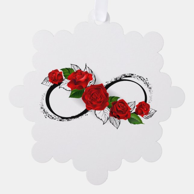 Infinity Symbol with Red Roses Tree Decoration Card (Front)