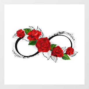 Infinity Symbol with Red Roses Window Cling