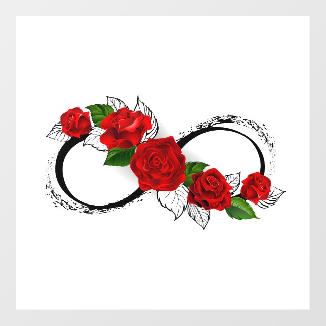 Infinity Symbol with Red Roses Window Cling (Sheet)
