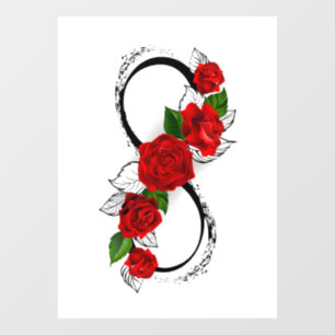 Infinity Symbol with Red Roses Window Cling
