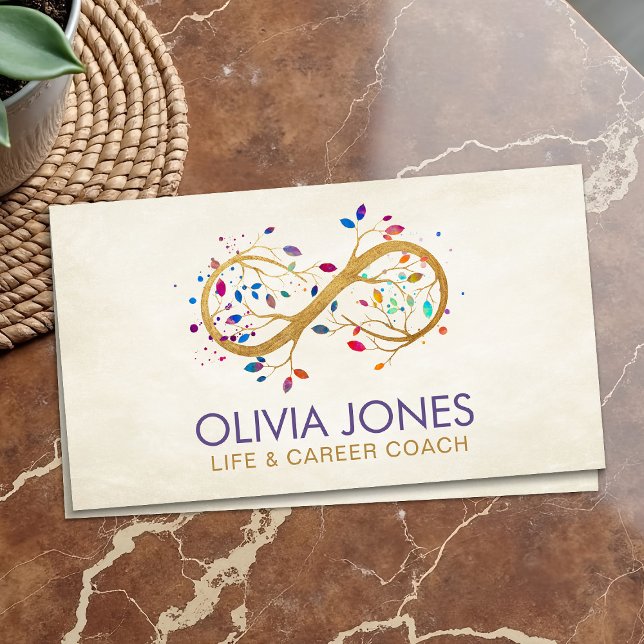 Infinity Tree Branch - Colourful leaves Business Card (Creator Uploaded)