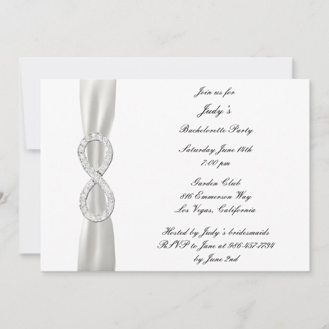 Infinity White Wedding Bachelorette Party Invite (Front)