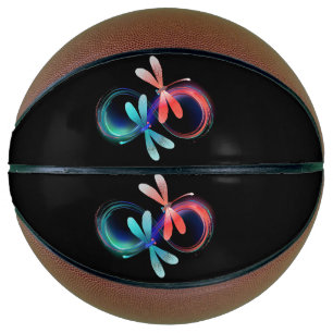 Infinity with glowing dragonflies basketball