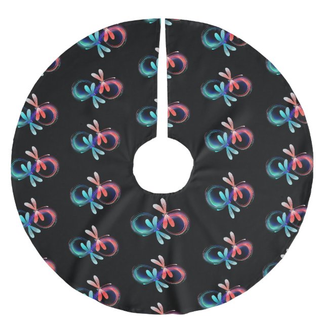 Infinity with glowing dragonflies brushed polyester tree skirt (Front)