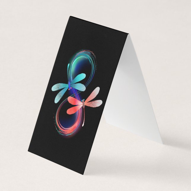 Infinity with glowing dragonflies business card (Front)