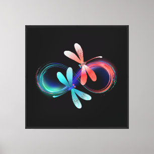Infinity with glowing dragonflies canvas print