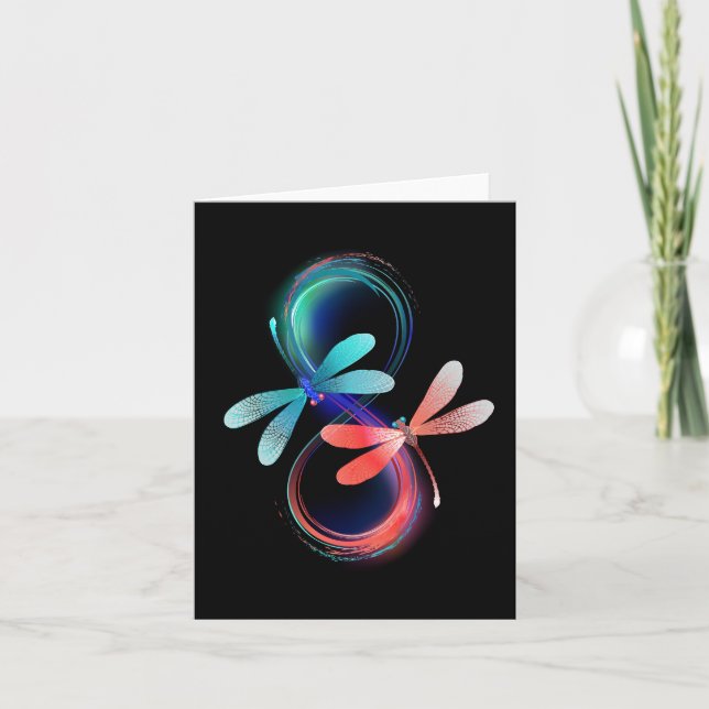 Infinity with glowing dragonflies card (Front)