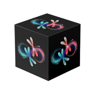 Infinity with glowing dragonflies cube