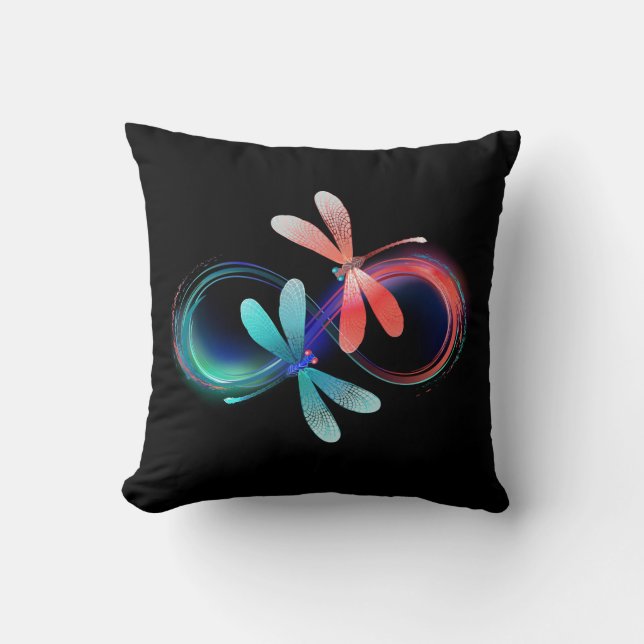 Infinity with glowing dragonflies cushion (Front)