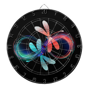 Infinity with glowing dragonflies dartboard