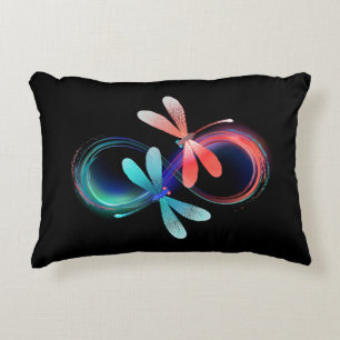 Infinity with glowing dragonflies decorative cushion