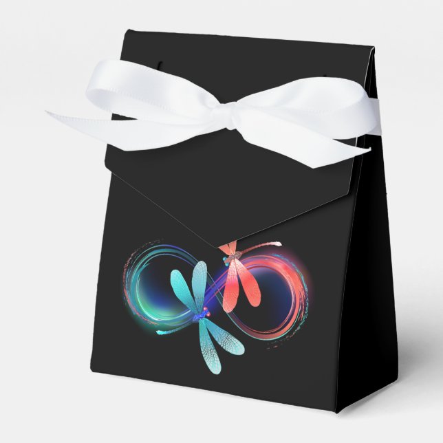 Infinity with glowing dragonflies favour box (Front Side)