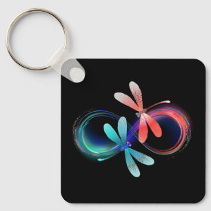 Infinity with glowing dragonflies key ring