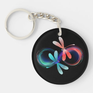 Infinity with glowing dragonflies key ring