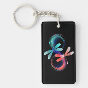 Infinity with glowing dragonflies key ring