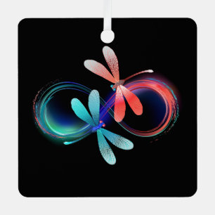 Infinity with glowing dragonflies metal tree decoration