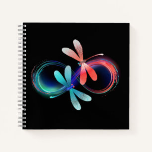 Infinity with glowing dragonflies notebook