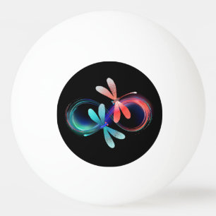 Infinity with glowing dragonflies ping pong ball