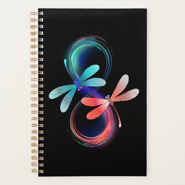 Infinity with glowing dragonflies planner (Front)