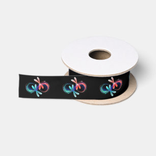 Infinity with glowing dragonflies satin ribbon