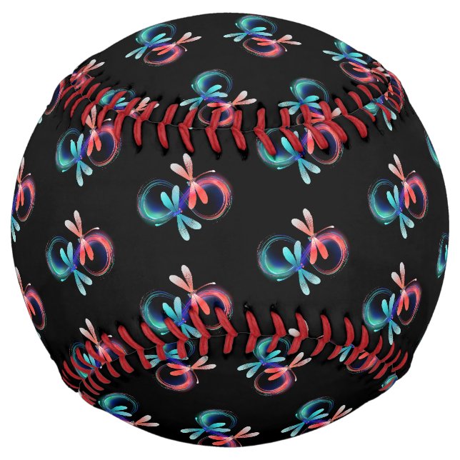 Infinity with glowing dragonflies softball (Front)