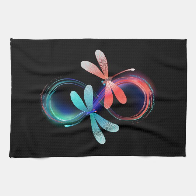 Infinity with glowing dragonflies tea towel (Horizontal)