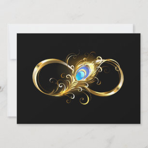 Infinity with Golden Peacock Feather
