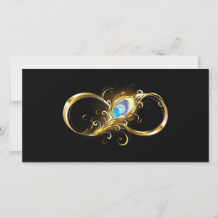 Infinity with Golden Peacock Feather