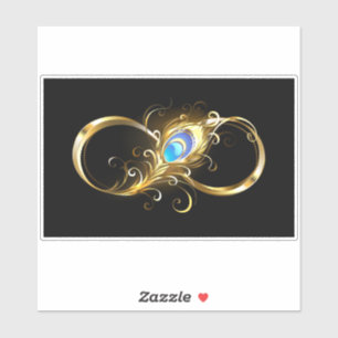 Infinity with Golden Peacock Feather