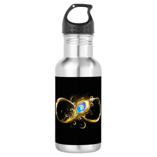 Infinity with Golden Peacock Feather 532 Ml Water Bottle
