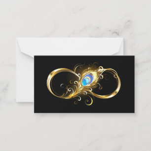 Infinity with Golden Peacock Feather Advice Card
