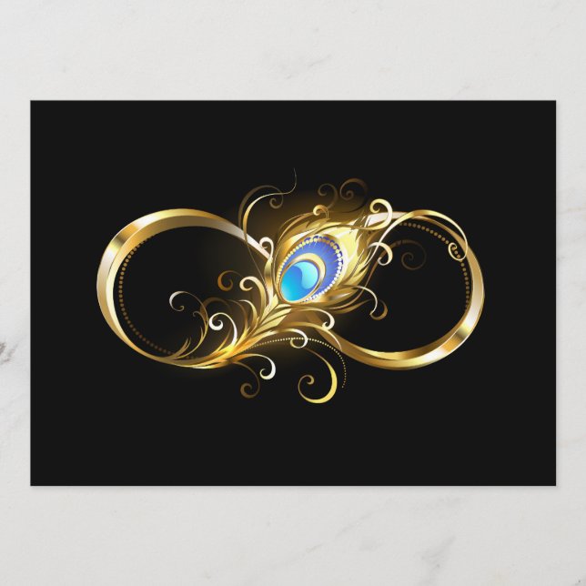 Infinity with Golden Peacock Feather Advice Card (Front)