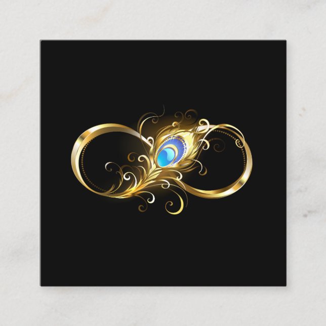 Infinity with Golden Peacock Feather Appointment Card (Front)