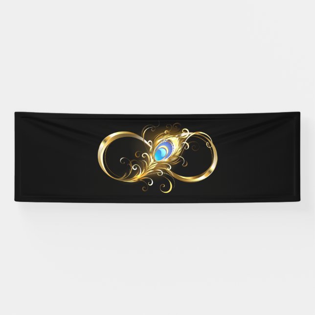 Infinity with Golden Peacock Feather Banner (Horizontal)