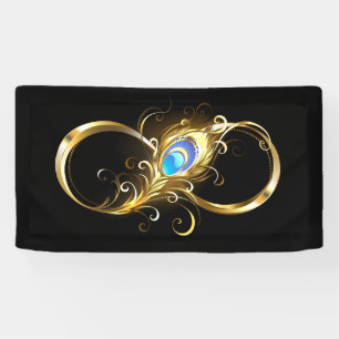 Infinity with Golden Peacock Feather Banner