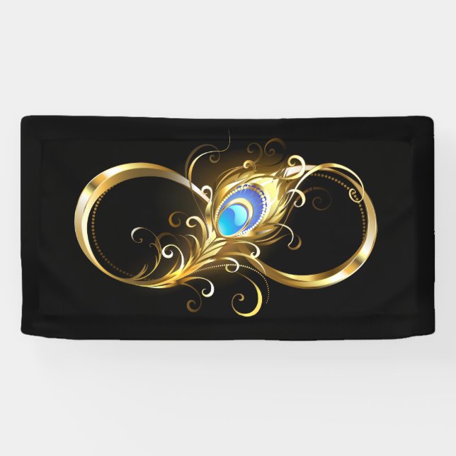 Infinity with Golden Peacock Feather Banner (Horizontal)