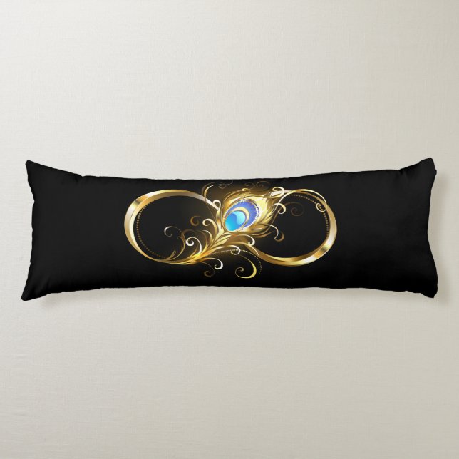 Infinity with Golden Peacock Feather Body Cushion (Front)