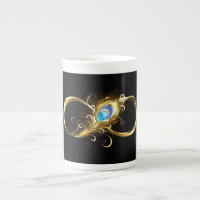 Infinity with Golden Peacock Feather