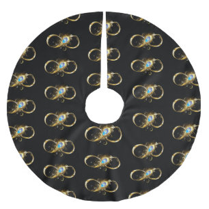 Infinity with Golden Peacock Feather Brushed Polyester Tree Skirt
