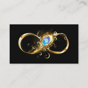 Infinity with Golden Peacock Feather Business Card