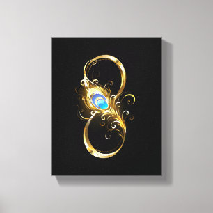 Infinity with Golden Peacock Feather Canvas Print
