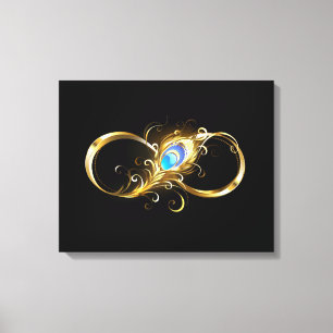 Infinity with Golden Peacock Feather Canvas Print