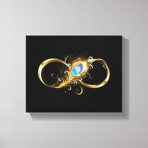 Infinity with Golden Peacock Feather Canvas Print
