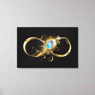 Infinity with Golden Peacock Feather Canvas Print